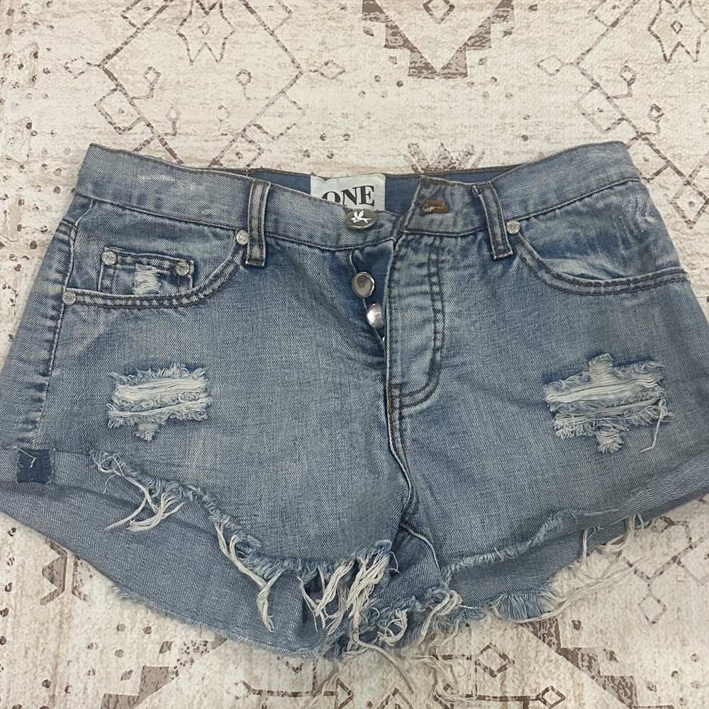 Women's Distressed Denim shorts by One Teaspoon 28